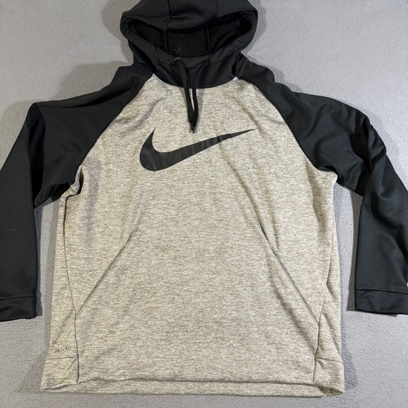 Nike Dri-FIT Training Hoodie Pullover Sweatshirt Mens Size XXL Black Gray - Picture 1 of 6